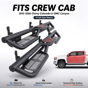 Estribos Laterales AUTOSIX para Tacoma, Land Cruiser, 4Runner, <span class=keywords><strong>RAM</strong></span> 1500 (4 Puertas) 2015-2026, Diseño de Doble Nivel, Juego Completo Deportivo de Acero - Product Image 2