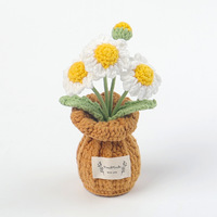 Fleur artificielle en crochet faite à la main, orchidée papillon, tulipe, rose, marguerite, plante en pot, fleur éternelle, décoration, cadeau