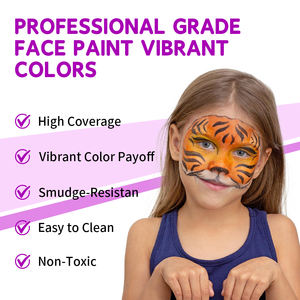 Kit de Pinturas Faciales para Niños, Paleta de Maquillaje, Lavable, para Halloween, con Tiras de Colores Arcoíris - Product Image 3