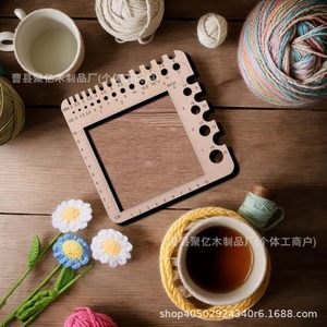 Regla de madera para medir el grosor del hilo, 15 cm, herramienta cuadrada para medir el hilo para trabajos de punto - Product Image 3