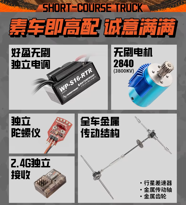 HBX 3100A 4WD Brushless Motor & ESC - Short-Course Truck Model