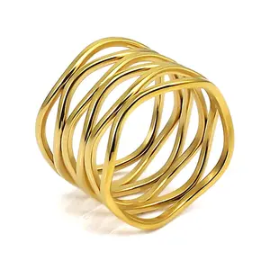 Женские винтажные кольца из нержавеющей стали, золотистые и Серебристые Длинные Кольца неправильной формы