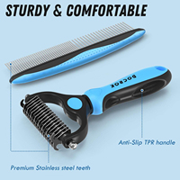Ensemble de brosses de toilettage pour animaux de compagnie personnalisées en acier inoxydable avec poignée antidérapante en TPR pour démêler et éliminer les poils des chiens et des chats