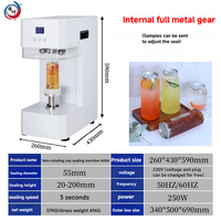 Machine de scellage commerciale automatique portable de bureau pour canettes de boissons, scelleuse de canettes de soda non rotative, base réglable, scelleuse de bouteilles à capuchon en aluminium