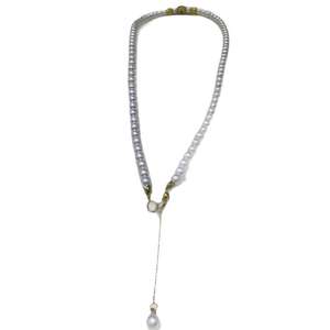 สร้อยคอมุกน้ำจืดธรรมชาติ 4.5-5 มม. ทรงกลม แทบไร้ตำหนิ ออโรร่า ดีไซน์สองแบบ ทำจากเงินแท้ - Product Image 5