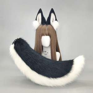 Bộ tai và đuôi thú handmade S0013, băng đô tai sói & đạo cụ đuôi, chất liệu lông giả mềm mại, bộ tai và đuôi chó dùng cho cosplay - Product Image 3