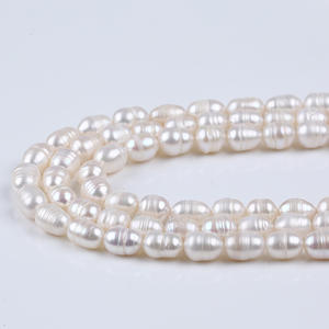 Perles d'eau douce naturelles Zhuji, 7-8 mm, blanches et roses, en vrac, faites à la main, en forme de mètre, pour la fabrication de bijoux, vente en gros - Product Image 3