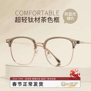 Monture de lunettes en titane pur 8151, demi-cerclée, anti-lumière bleue, style haut de gamme pour femmes, pour la myopie - Product Image 5