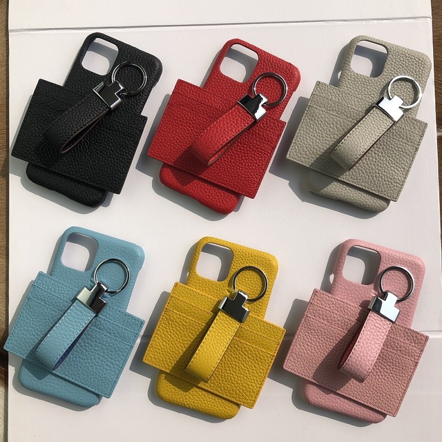 Popular Genuine Leather Goods for iPhone 11-16 Pro Leather iPhone Case Leather Card Holder Keychain