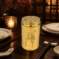 Porte-cure-dents en laiton poli en forme de gourde, style vintage, calligraphie chinoise, artisanat métallique, ornement de table, décoration intérieure