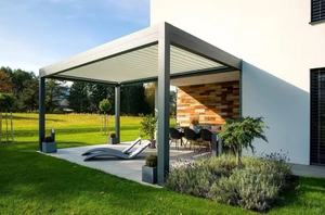 Pergola motorisée en aluminium avec toit à lames orientables, imperméable, pour jardin, <span class=keywords><strong>terrasse</strong></span> et espace extérieur - Product Image 4