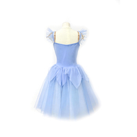 Gaun Balet Romantis Biru Muda untuk Anak Perempuan, Tutu Profesional dengan Desain Pinggang Berbentuk Kelopak untuk Peran Coppelia & Peri
