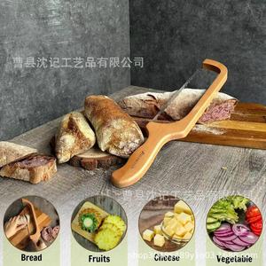 Tinteco Wooden <b>Bread</b> <b>Knife</b> 12 In Stainless Steel Blade Serrated For Baking Baguette Cake Cutting - Product Image 2