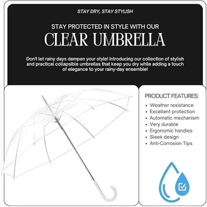 Parapluie transparent dégradé en gros, à long manche, coloré, translucide, avec logo personnalisé, cadeau promotionnel - Product Image 3