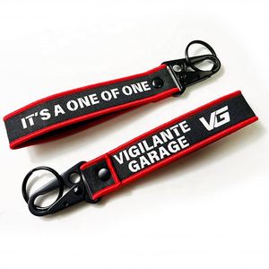 <b>Custom</b> Logo Silk Screen Printing Strap Wrist Woven Embroidery Keychain Lanyard Short <b>Key</b> Chain - Product Image 2