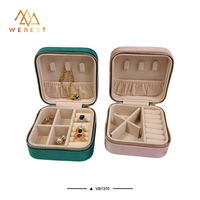 Webest Boîte à bijoux en velours Boîte à bijoux Premium à fermeture éclair Grille intérieure en velours de voyage pour boîte à bijoux