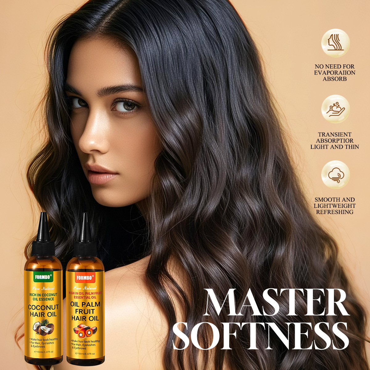 Private Label OEM Coconut Palm Oil Hair Nourishing Essential Oil Smoothing Hair Serum Mist For Dry Hair Tiktok Brands OEM
