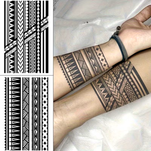 Tatuajes Temporales Semipermanentes con Diseños <span class=keywords><strong>de</strong></span> Tótems, Brazaletes, Arte Corporal, Pegatinas <span class=keywords><strong>de</strong></span> Tatuajes <span class=keywords><strong>para</strong></span> Hombres y Mujeres, Tatuajes Falsos Impermeables - Product Image 1
