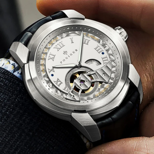 Montre mécanique pour homme PONIGER P5.29, 45 mm, petite seconde, aiguille des secondes lumineuse bleu glace, aiguille des minutes vert glace, 5 ATM, saphir - Product Image 6