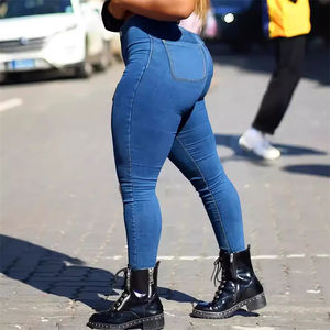 Femmes grande <span class=keywords><strong>taille</strong></span> L-4XL bleu <span class=keywords><strong>taille</strong></span> <span class=keywords><strong>haute</strong></span> <span class=keywords><strong>jean</strong></span> moulant décontracté été jegging contrôle du ventre Stretch Denim <span class=keywords><strong>sculptant</strong></span> pantalon pour - Product Image 5