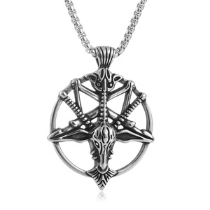 Collier avec pendentif animal en acier inoxydable, design géométrique argenté, bijoux de mode pour hommes, chaîne de 3.0*60cm, 24094 - Product Image 1