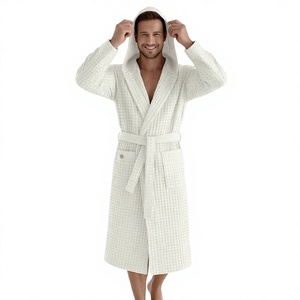 <span class=keywords><strong>Accappatoio</strong></span> da <span class=keywords><strong>Uomo</strong></span> di <span class=keywords><strong>Lusso</strong></span> Personalizzato Hongbo, Tinta Unita, Manica Lunga, 100% Cotone Leggero, in Tessuto Waffle di Bambù con Cappuccio - Product Image 4