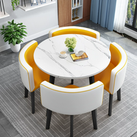 Ensemble de table à manger en bois moderne de luxe, gain de place et extensible, 5 pièces, pour la maison, l'appartement, l'hôtel