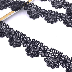 Encaje Decorativo Francés Negro de Lujo Personalizado al por Mayor, Encaje Guipur Bordado con Flores, Encaje de Colores Mezclados - Product Image 3