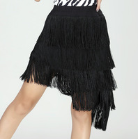 Robe de danse latine pour femmes, à franges et pampilles, pour Salsa, Cha Cha, Rumba, performance, longue, à superpositions, ourlet à volants, pour femmes adultes, danse de salon, Tango