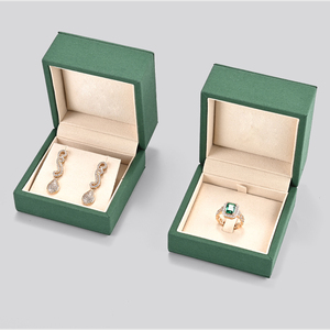 FANXI Green PU Leather Jewelry <b>Box</b> <b>Earrings</b> Pendants Watches Bracelets for Jewelry Packaging <b>Gift</b> <b>Box</b> - Product Image 1