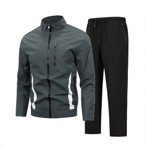 Ensemble de survêtement deux pièces pour homme, veste zippée à col montant, pantalon à cordon de serrage, vêtements de sport décontractés légers, OEM - Product Image 4