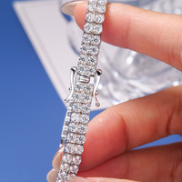 Серебряные классические теннисные браслеты 925 пробы, 3 мм, 2 ряда, круглые муассаниты с сертификатом GRA, длина 16/17/18 см, для женщин и мужчин