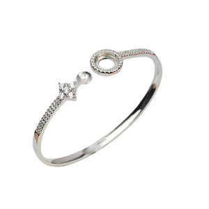 สร้อยข้อมือแฟชั่นเงินแท้ S925 แบบหนา ประดับมุกคู่ สำหรับผู้หญิง ขนาด 7-8 มม. พร้อมถาดเปล่าสำหรับทำเครื่องประดับ DIY - Product Image 5