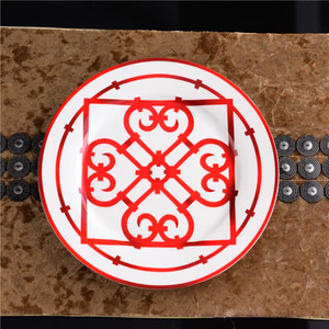 Exquisite 58-Pcs Ceramic Red Porcelain Luxury Europe <b>Dinnerware</b> Sets Good Selling Modern Design Kitchen Accessories - Product Image 3