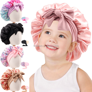 Bonnet pour enfants en satin double couche imprimé <span class=keywords><strong>de</strong></span> haute qualité en gros avec lien - Product Image 1