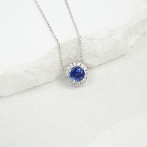 Collar con Colgante de Zafiro Cultivado en Laboratorio, Plata de Ley 925, Joyería Fina de Lujo para Uso Diario, Fiestas y Eventos Nocturnos, Joyería para Mujer - Product Image 2