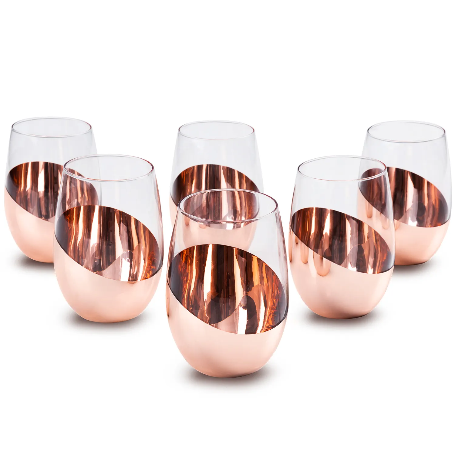 Modern Leadfree Crystal Rose Gold Cooper Toned Stemless Wine Tumbler Glasses Drinking Cup