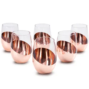 Moderne Cristal Sans Plomb Rose Or Cooper Tonique Stemless Vin Verres Tumbler Potable Tasse