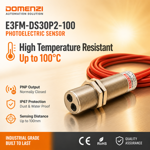 Domenzi E3FM-DS30P2-100 PNP NC Photoelectric Switch 10-30V DC 10-30cm High Temp 100C Resistant Diffuse <strong>Reflection</strong> <strong>Sensor</strong> - Product Image 1