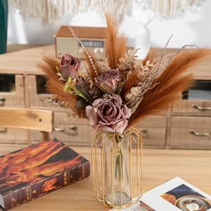 CallaFloral ช่อดอกกุหลาบประดิษฐ์ ขอบสีไหม้ สำหรับตกแต่งงานแต่งงาน ดอกไม้แห้ง ตกแต่งบ้าน CF01674 - Product Image 1