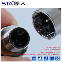 Conector Impermeable M12 L S T K, Macho y Hembra, Montaje en Panel Trasero, 2, 3, 4, 5 Pines, Soldadura PCB, Conector de Alimentación Metálico