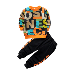 Ensemble de survêtement de printemps pour garçons, vêtements pour enfants, ensemble de sport, t-shirt et pantalon imprimés avec des lettres, ensemble 2 pièces pour bébé garçon - Product Image 1
