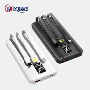 M-Queen OEM Custom 3 in 1 metodi di ricarica sottile ricarica rapida Power Bank 10000mah con cavo caricatore portatile per cellulare
