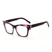 Lunettes anti-lumière bleue carrées à motif floral rétro SM22045 - Monture légère en PC avec verres en résine transparente pour hommes et femmes (6 couleurs)