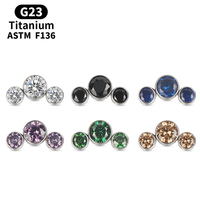 G23 titanio roscado internamente 16G Asscher corte circón cartílago oreja Stud pendiente Top Labret labio cuerpo Piercing joyería