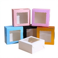 Nouvelle boîte à gâteau carrée en carton ivoire couleur macaron, durable, avec fenêtre, en matériaux recyclés, pour pâtisseries, boulangeries et estampage de donuts