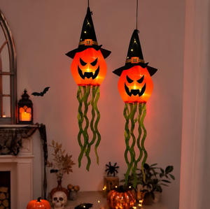 Luz LED con forma de sombrero de bruja, linterna colgante con forma de calabaza, funciona con pilas, decoración espeluznante de Halloween para patio, hogar, ventana, puerta - Product Image 2