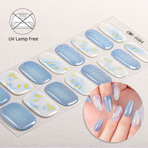 Bandes de gel pour ongles à motifs dégradés Golden Power Ink Wash, conception floue, sans durcissement, pour le commerce de gros - Product Image 1