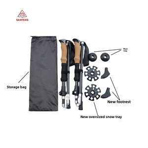 Bâtons de randonnée en fibre de carbone personnalisables, directement de l'usine, avec paniers anti-merde et neige offerts, longueur réglable 115-135 cm, plusieurs couleurs - Product Image 2