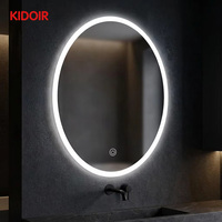 Miroir de salle de bain ovale LED KIDOIR ODM, anti-buée, tactile, à intensité variable, rétroéclairé, mural, pour vanité, fournisseur en gros, personnalisable pour hôtels